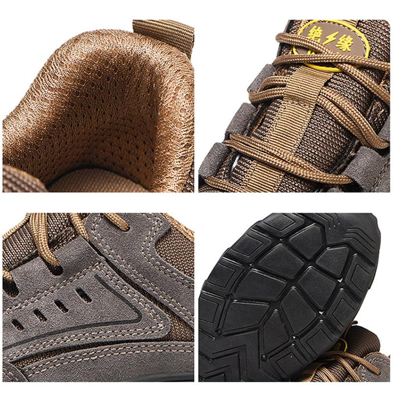 Oulylan Men Wear-resistant Work Shoes Outdoor Thick Sole Antiskid Sneakers Steel Toe Anti Puncture Safety Boot Large Sizes To 46