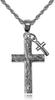Гавайские украшения двойной крест свиток гравировка кулон ожерелье серебро 925 веревка цепь [Leilani] (с 45см)