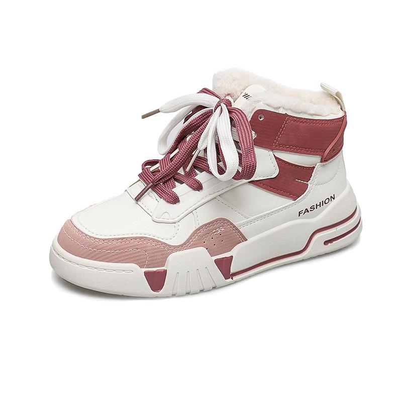 2023 зима, новые высокие кеды в корейском стиле с бархатными белыми туфлями, женские хлопковые туфли для студентов Ins, спортивная женская обувь