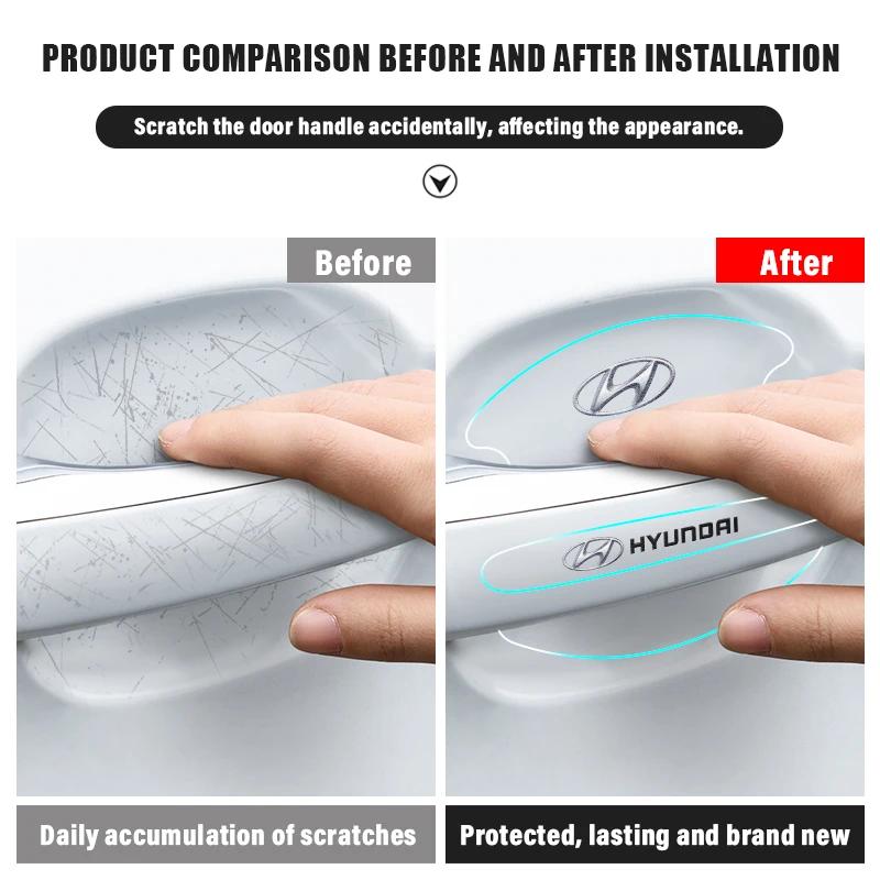 8Pcs Car Sticker Door Handle Bowl Scratch Protective Stickers For HYUNDAI i20 i30 Tucson i10 ix35 i40 Azera GDI Car Accessories XX42