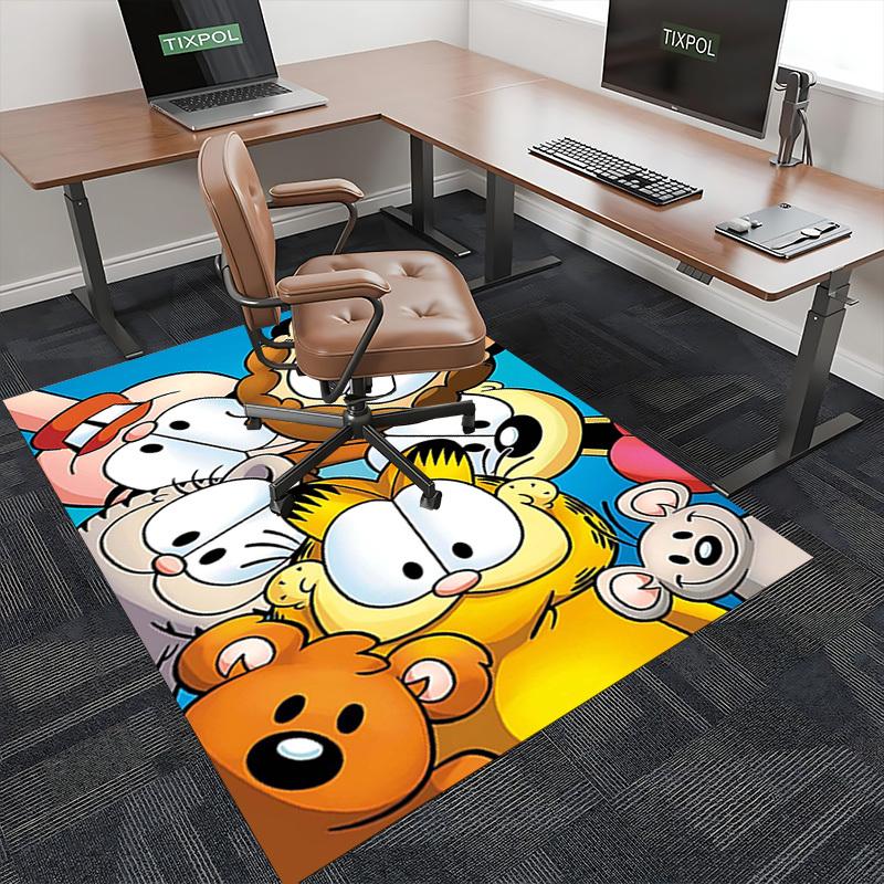 1 шт. Коврик для офисного кресла с дизайном Garfield & Friends (Аниме Мультфильм) - Нескользящий Ковер для Домашнего Декора, Сезонный Подарок, Подходит для Офиса, Гостиной, Спальни
