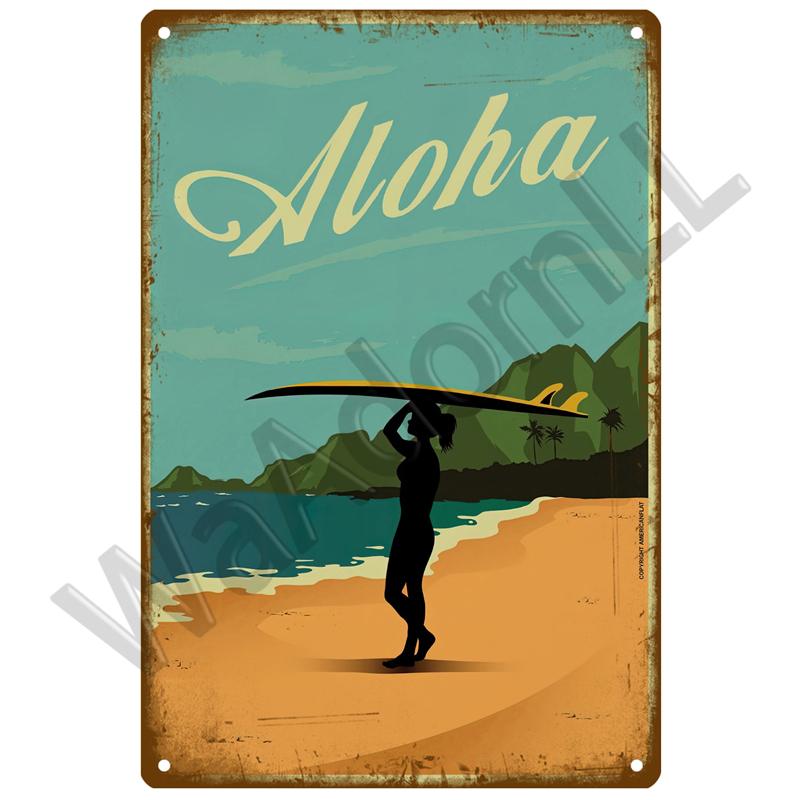 Пляжная жестяная табличка, металлическая табличка, винтажная летняя металлическая настенная табличка, пляжный декор для пляжного бара, пляжного домика, приморская декоративная тарелка