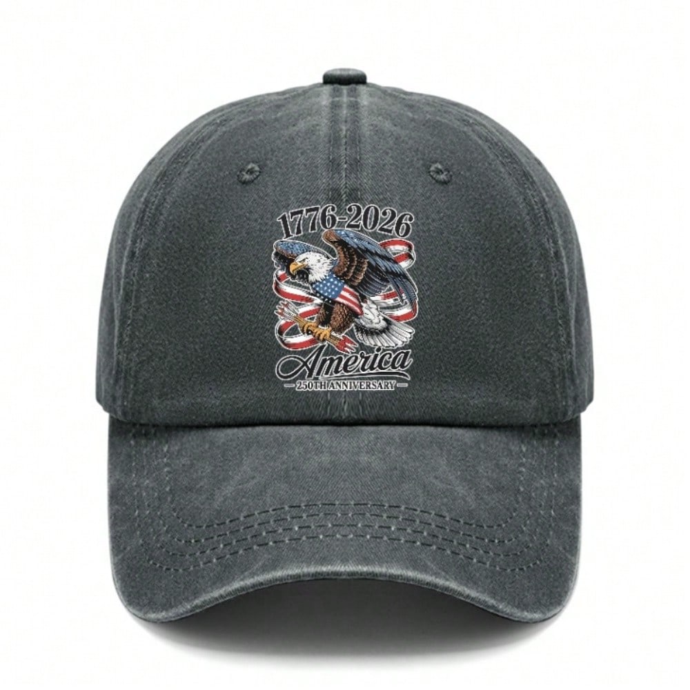 [Vintage American Flag Cap] 250 Years Of Freedom 1776-2026 Print Unisex Polyester Adjustable Breathable Sun Protection Baseball Hat For Patriotic