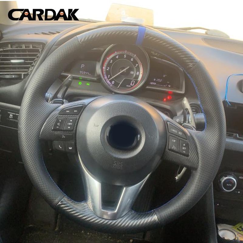 Customize Car Steering Wheel Braid Cover Black Soft Suede For Mazda 3 Axela Mazda 6 Atenza Mazda 2 CX-3 CX3 CX-5 CX5 Scion NH9