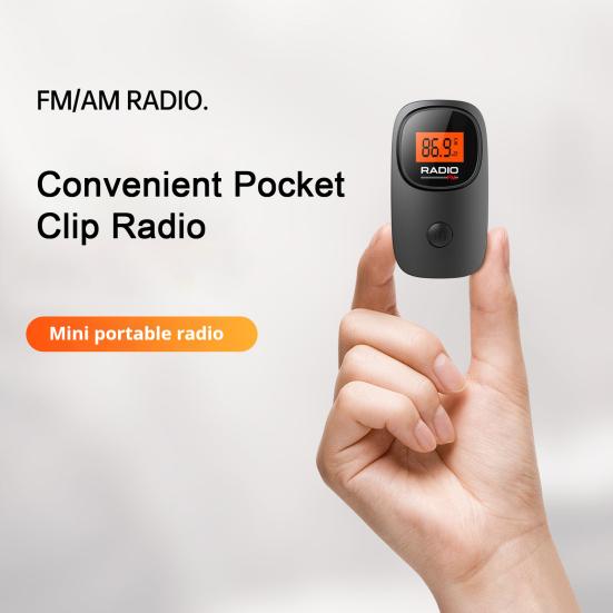 Карманное радио с гарнитурой, работающее от батареек, мини-портативное цифровое радио с удобной клипсой FM-радио