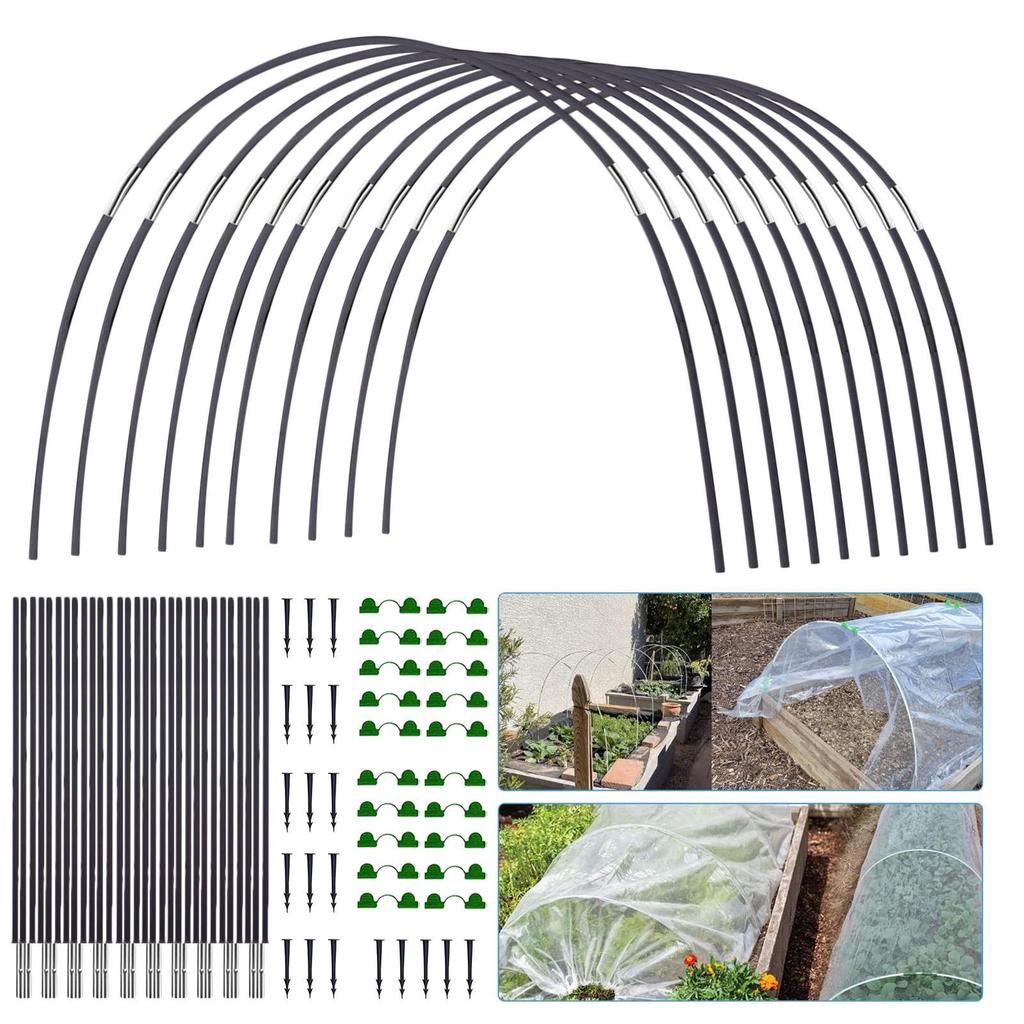 Greenhouse Support Set with Fiber Rods, Insect Net, and Bird & Animal Protection