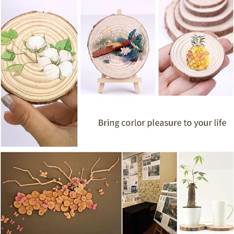 10Pcs 12-14CM Natural Pine Round Unfinished Wood Slices Circles With Tree Bark Log Discs DIY Crafts Wedding Party Painting