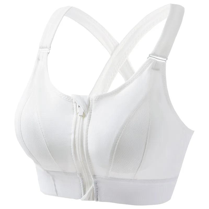 Aiithuug Sexy Zip Front Closure Strappy Criss Cross Yoga Bra Women's Padded Shockproof Gathered Seamless Wireless Sport Gym Bras