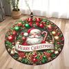 Christmas Santa Claus 3D Zipper Ornament Carpet Candy Cane Wreath Rug for Home Decoration Red Green Gold Mat Rugs for Bedroom