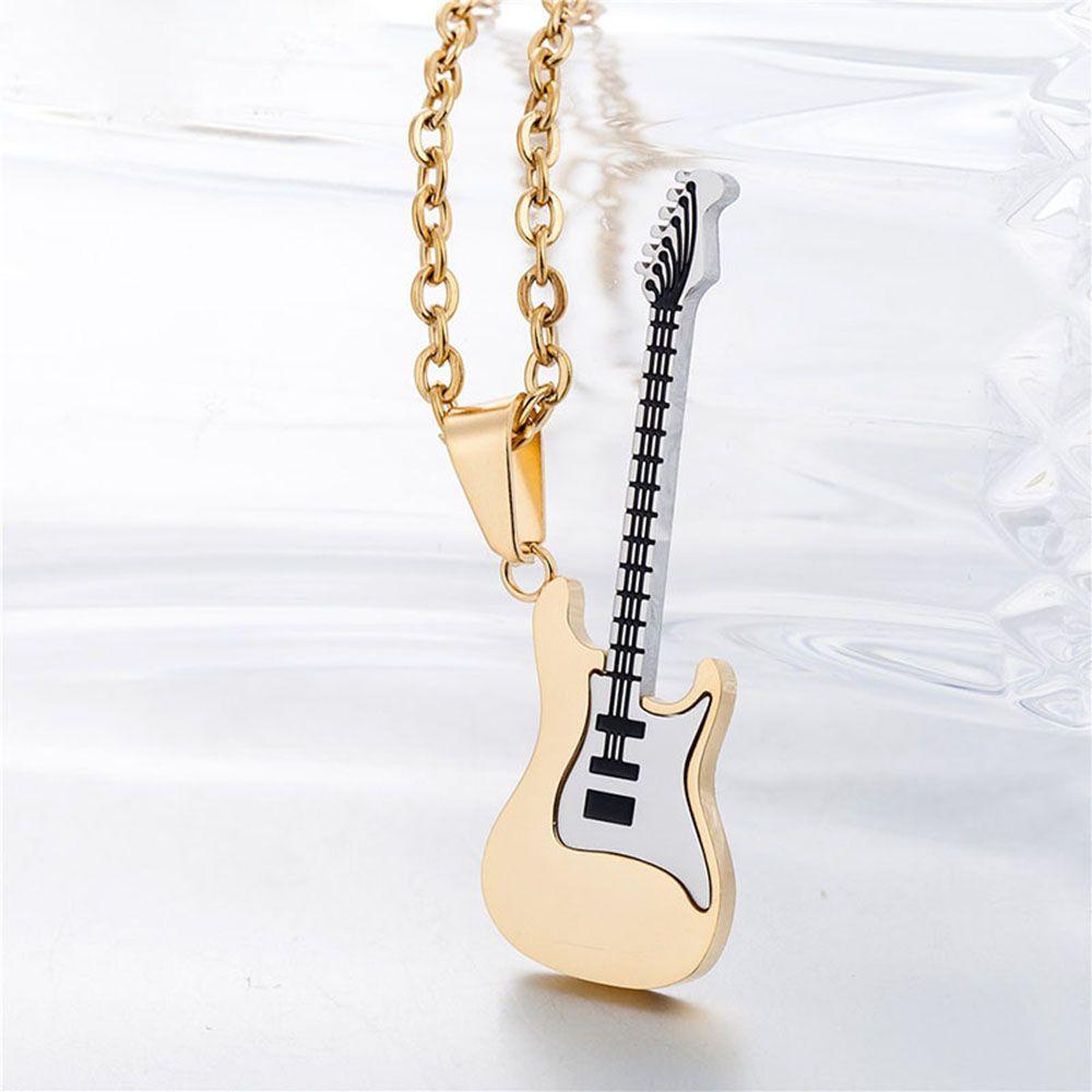Men Rock Music Chain Necklace Guitar Pendant