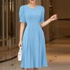 ZANZEA Women Summer Round Neck Solid Color Casual Short Sleeve Dress