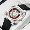 Mens Roulette Watch Sports Style Silicone Strap Night Light Square Wristwatch