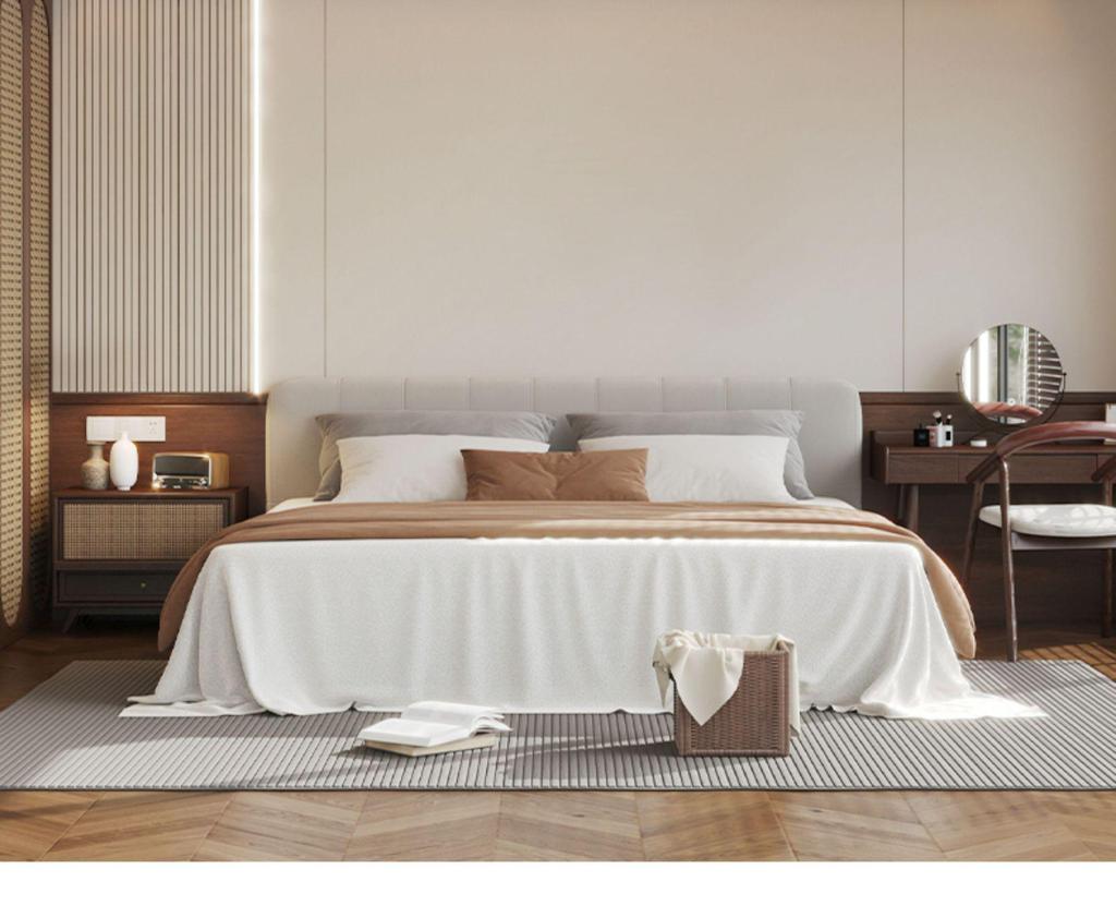 Wabi-Sabi Modern Walnut Ceiling Light - Minimalist Mid-Century Style, Dimmable for Bedroom