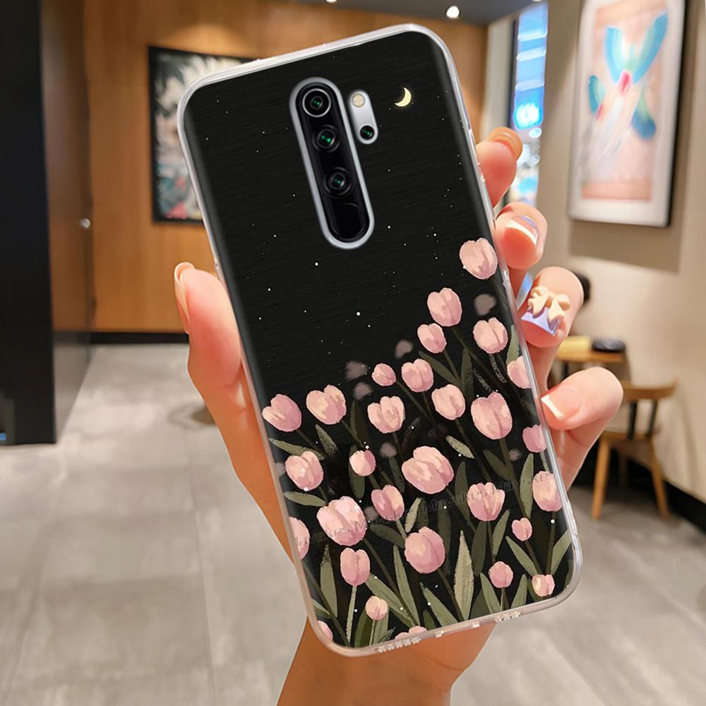 Чехлы из ТПУ для Redmi Note 8 Pro Чехол Прозрачный Красивые Цветы Легкий Чехол для Xiaomi Redmi Note8 Pro Корпус Телефона Fundas