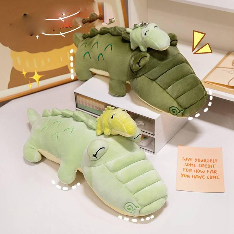 Очаровательная плюшевая игрушка-подушка «Мама-аллигатор и малыш» из мягкого короткого плюша для детей