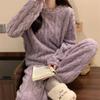 Fashion Coral Velvet Jacquard Pajama Set - Thick, Cozy, Unisex Autumn/Winter Suit