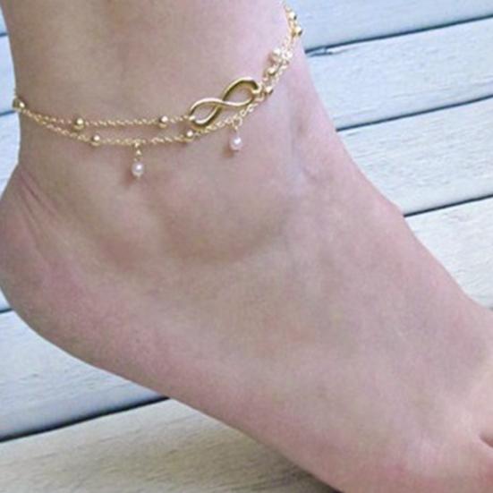 Пляжные сандалии в стиле бохо Barefoot Infinit-y Charm Браслет на щиколотке с бусинами Двухслойный браслет