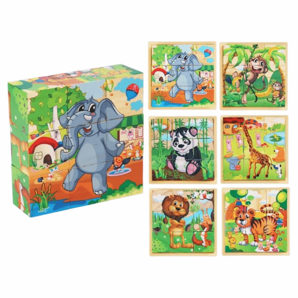 Educational Jigsaw 3D Cube Puzzle Dinosaur Montessori Wooden Puzzle Bricked Up STEM Learning Magnetic Puzzle Table Game