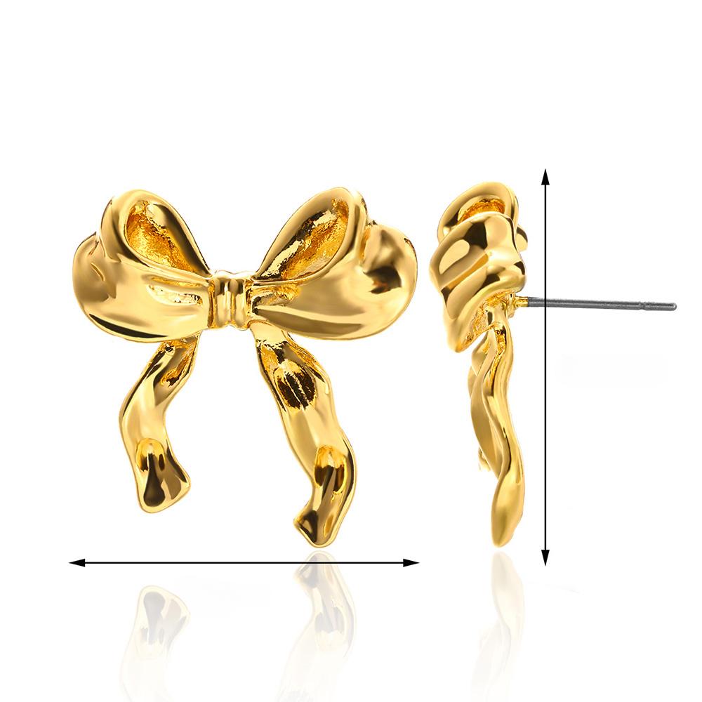Серьги золотого цвета, женские серьги-гвоздики с бантом, модные милые ювелирные изделия, аксессуары для пирсинга ушей, рождественский подарок, новые серебряные ювелирные изделия для свадебной вечеринки, подарки