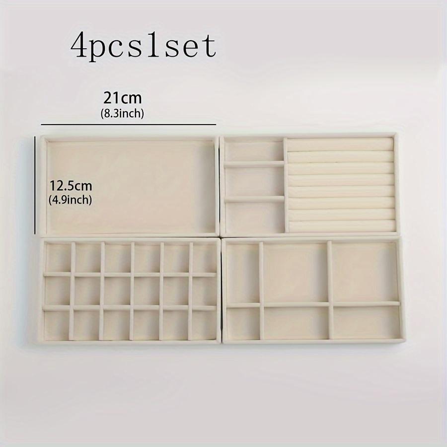 4 Pcs Flannel Jewelry Storage Display Trays Stackable Drawer Organizer for Earrings Rings Necklaces Bracelets Pendants