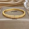 Greatera Double-row Rhinestone Decoration Buckle Copper Alloy Bracelet Simple Delicacy Personality Versatile Women's Cuff Bangle