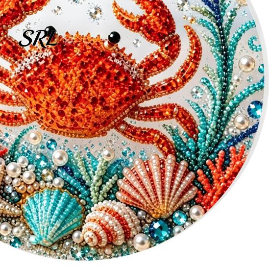 Symbolic Love Keepsakes Ocean Theme Pearl Art Hanging Ornament, 2D Flat Acrylic Coastal Marine Life Ornaments Sea Suncatcher, Beaded Pattern