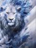Men'S 3D Lion Print Shirt - Bright Blue And White Watercolor Design, Made from Breathable Fabric, Regular Fit with Button- Collar, Suitable for