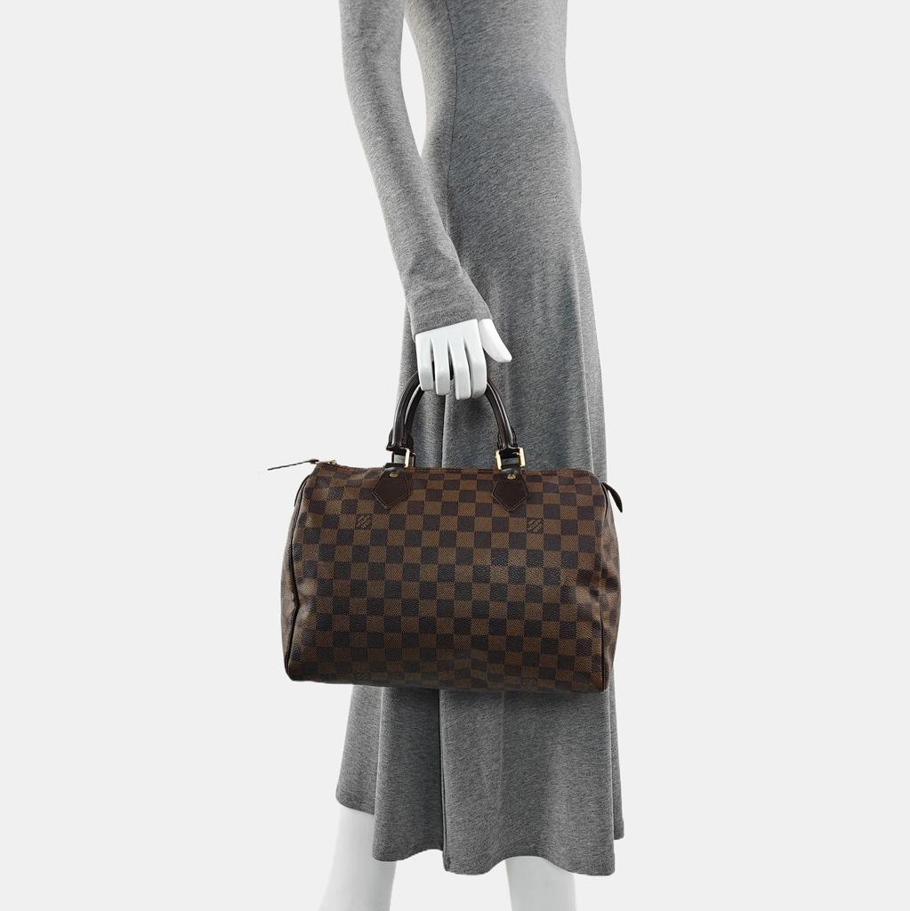 [Pre-Owned] Speedy 30 Checkered Zipper Closure Coated Canvas With Leather Trim Handbag - Good #1AYVPJP