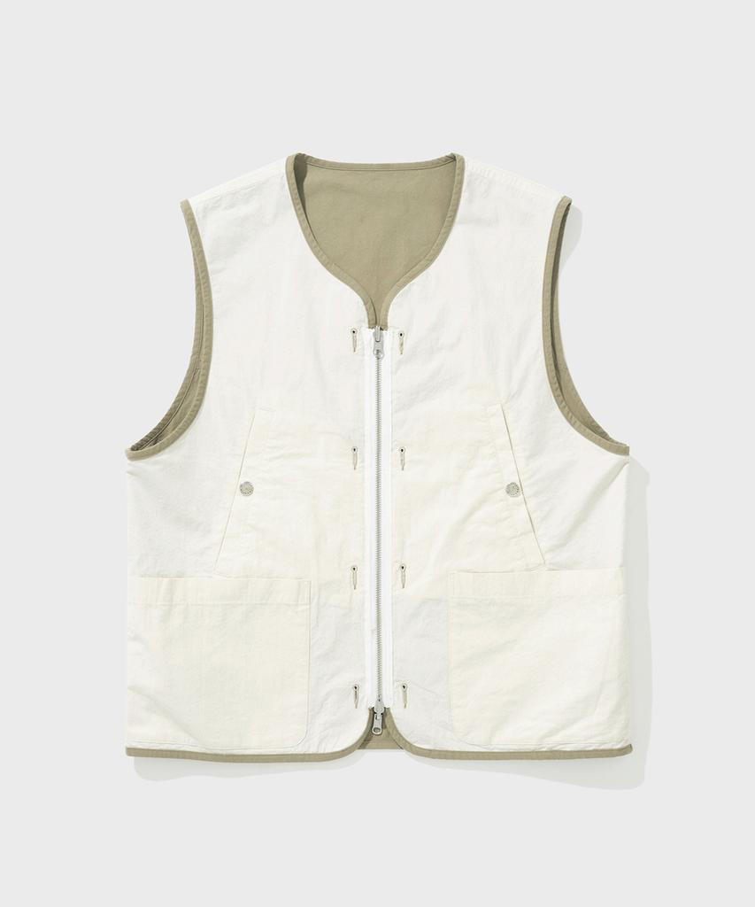Shirter Brushed Cotton Reversible Vest (Beige Ivory)