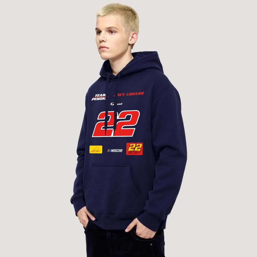 American Racing Style Street Printed Hooded Sweatshirt for Men, Loose Fit for Couples, Casual and Versatile, Trendy Pullover Hoodie