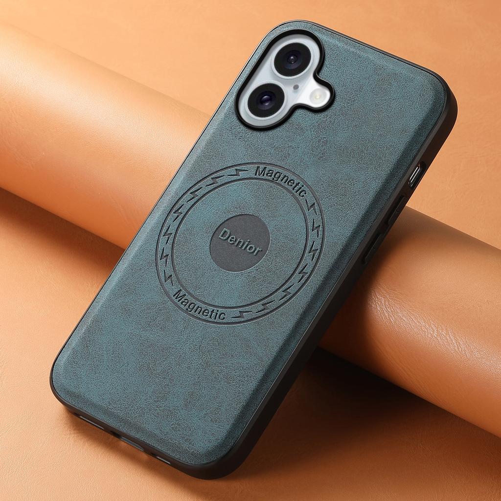 DENIOR A11 For iPhone 16 Case Leather+PC+TPU Phone Cover Compatible with MagSafe Wireless Charging