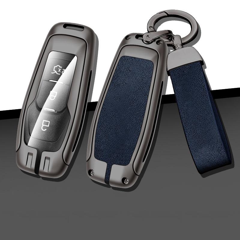 Leather Car Metal Key Case Cover For Ford Focus 3 4 St Mondeo 5 Mk5 Mustang F-150 Explorer Edge Fiesta Kuga Mk3 4 Key Chain