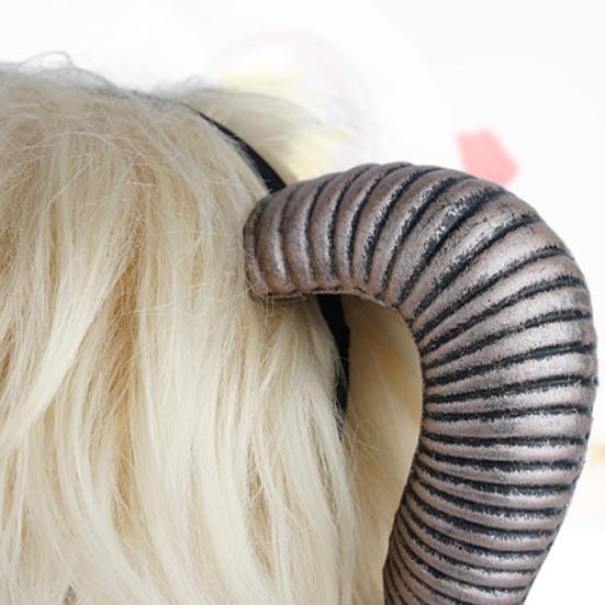 Goat Horn Headband Gothic Devil Horns Hair Hoop Halloween Dress Up Hair Accessories for Halloween Party Cosplay Events