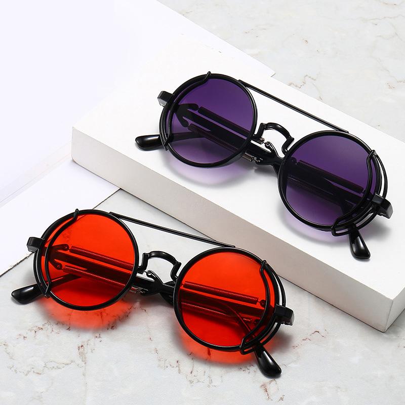 1Pc Sunglasses Retro Men Women Round Lens Sunglasses Punk Eyewear Gothic Style Uv400 Protection Metal Frame Sunglasses