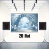 2D Enchanted Blue Floral Door Backdrop, Watercolor Garden with Butterflies for Wedding & Events