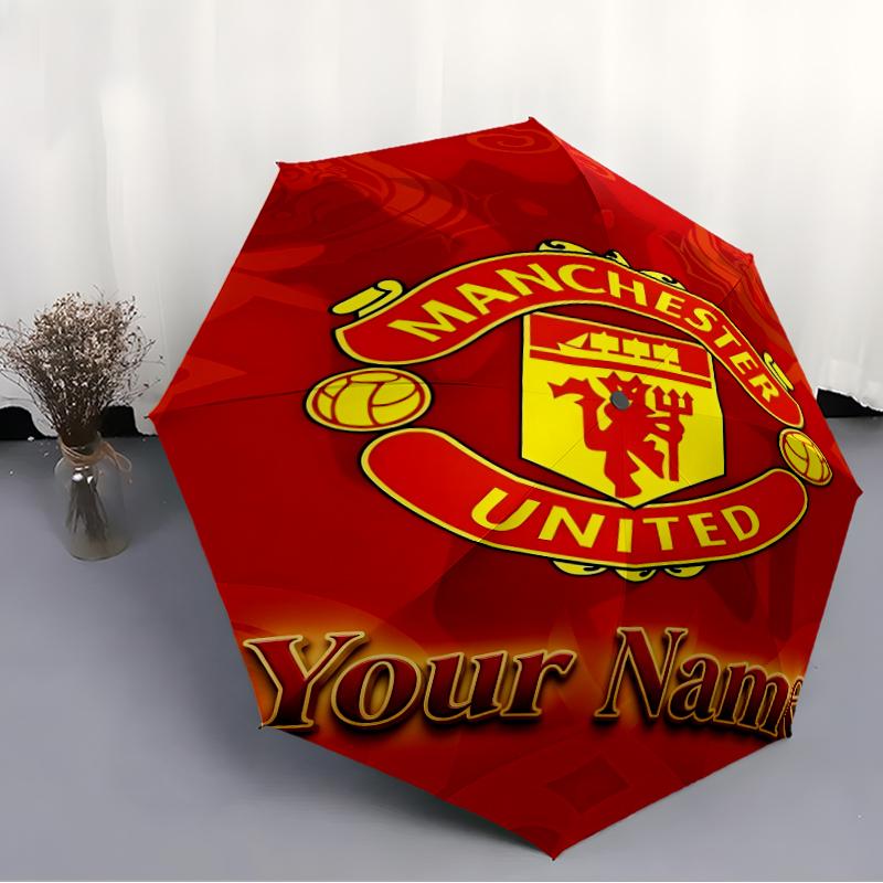Personalized Name M-Manchester Print Umbrella, UV Shielding. It Has Eight Sturdy Ribs for Outdoor Use And Perfect As a Holiday Gift