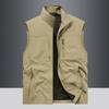 Мужская куртка Новый жилет Мужской уличный повседневный весенне-летний жилет Стойка воротник Зажим для лошади Плечо