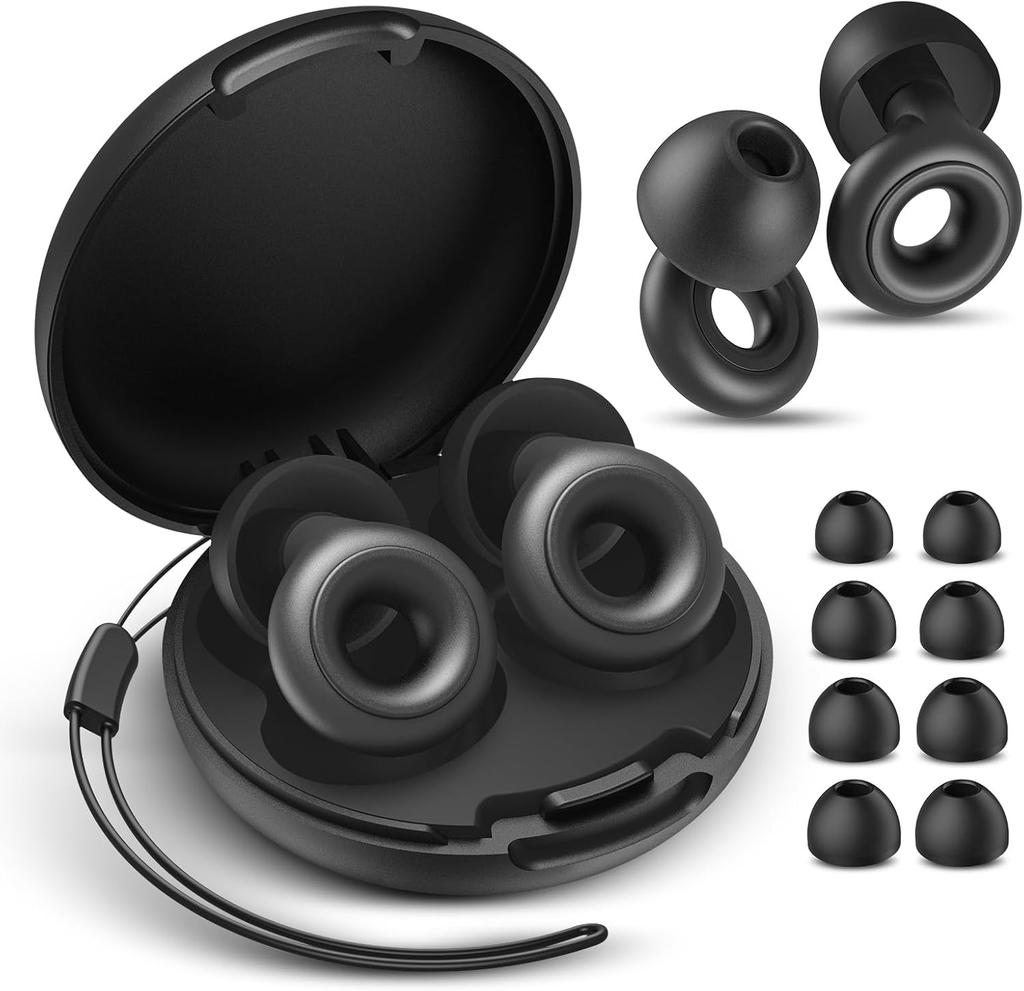 Ear Plugs for Sleeping Noise Cancelling, 30 dB Noise Reduction Earplugs, Work, Travel, Concert with Case & 8Eartips
