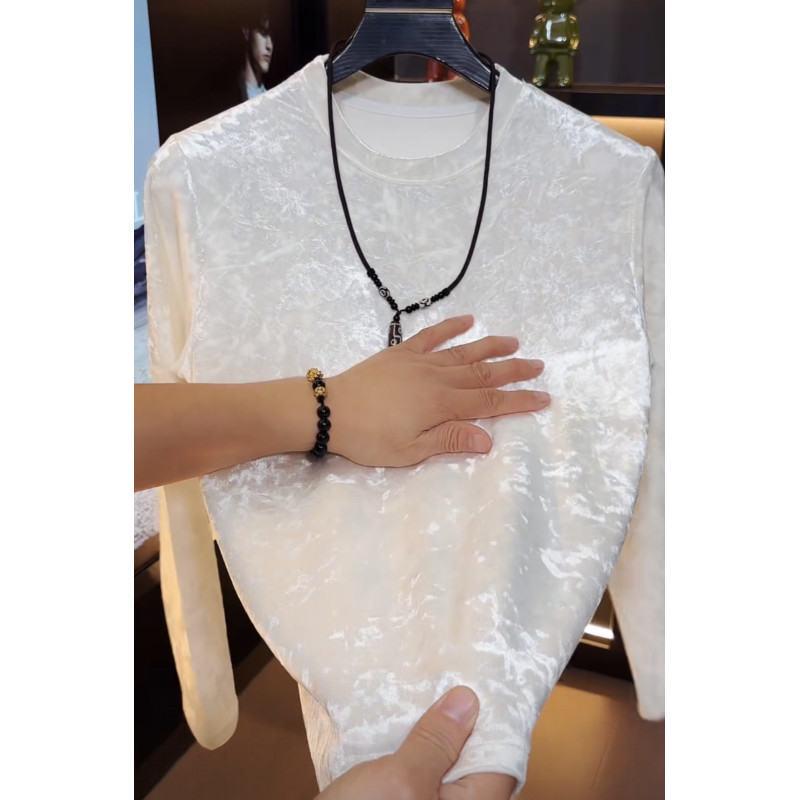 2025 Trendy Men's Plus Velvet Long Sleeve Wool Base Layer Shirt for Autumn/Winter