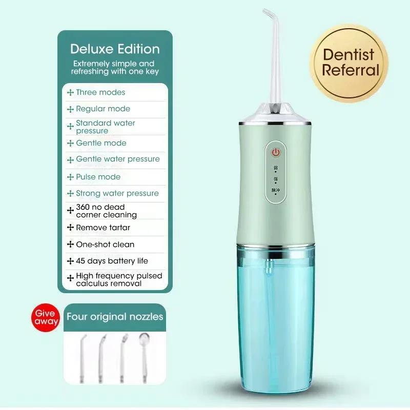 Dental Water Flosser Oral Irrigator USB with 4 Tips for Teeth Cleaning Gum Care Mouth Rinse Portable Jet