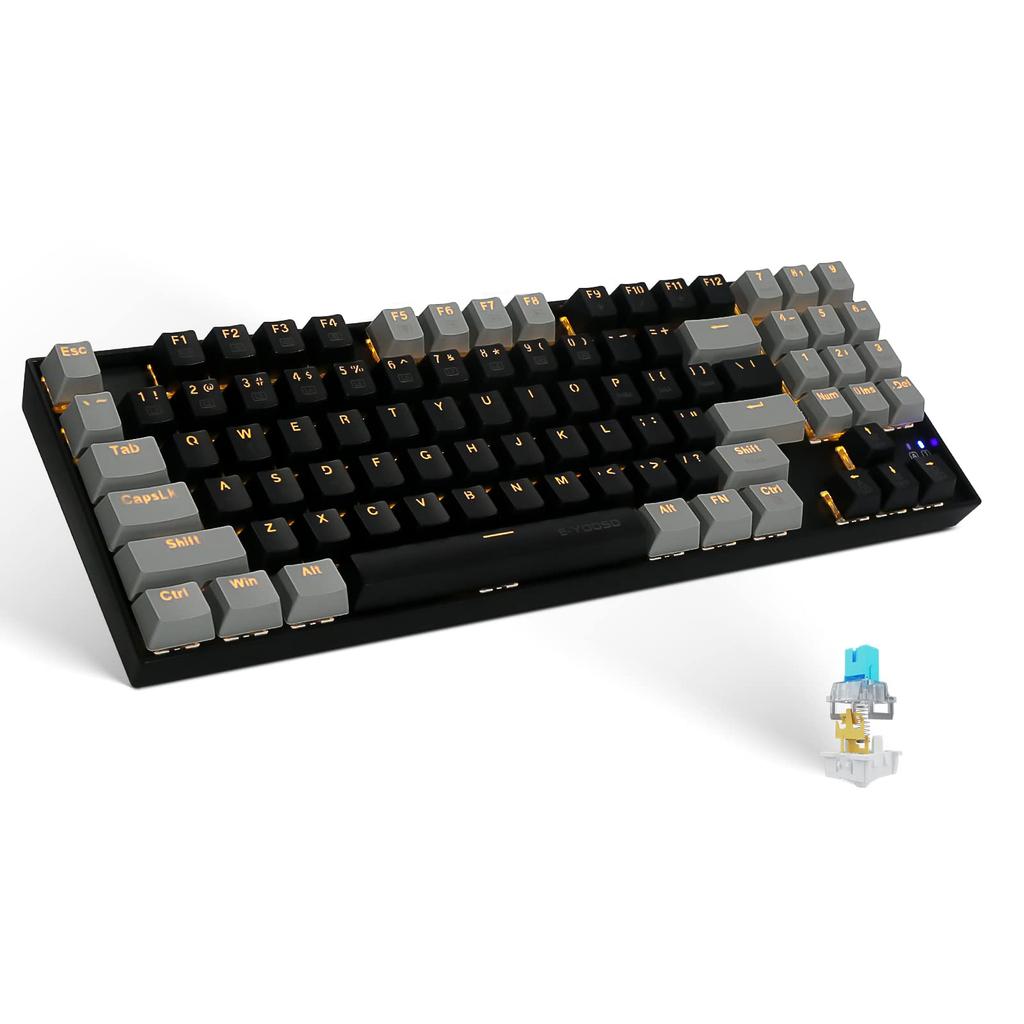 e-Element Mechanical Gaming Keyboard, 89 Keys, Red, Blue, and Brown Switches, USB Wired Connection, Yellow LED Backlight, Number Pad, Compatible with