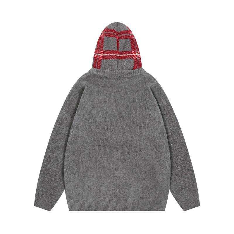 Unisex Thick Knit Hooded Sweater Jacket Streetwear Casual Zip-Up Pullover Winter Youth