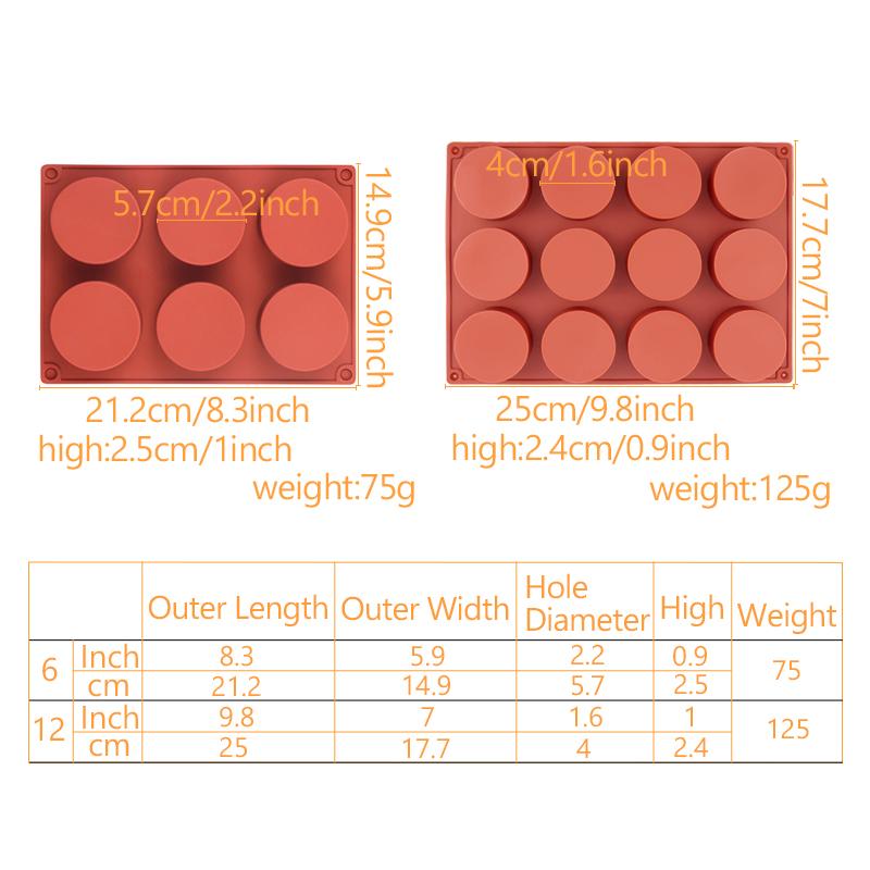 6/12 Круглые цилиндрические формы для торта Силиконовые формы для выпечки печенья Орео, покрытые шоколадом Форма для выпечки Круглый кекс Торт