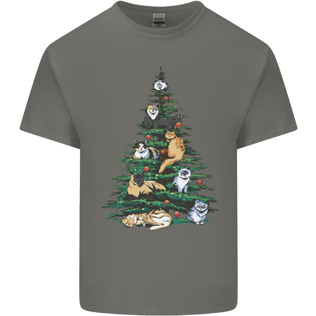 Cat Christmas Tree Unisexs Light Cotton TShirt
