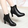 Fashion Winter Plush Velvet Pure Black Microfiber Shoes Women Pointed Toe Office Soft Leather Sole Boots Crystal Sewing Design Boots