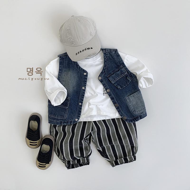 Детские повседневные длинные брюки в вертикальную полоску, унисекс, для мальчиков и девочек, модные, для повседневной носки