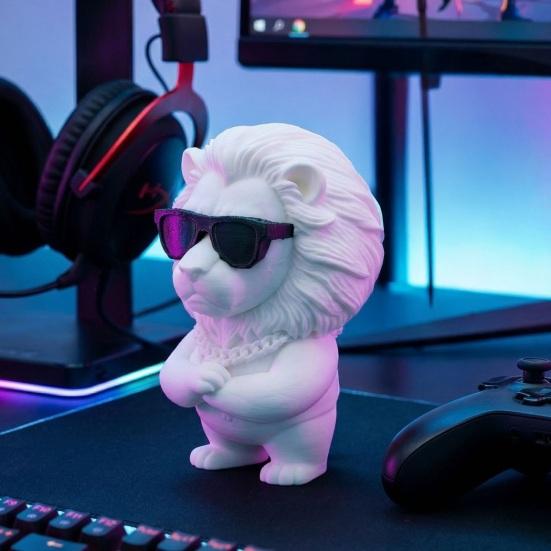 3D-печатная фигурка льва Забавная крутая статуэтка льва в солнцезащитных очках Коллекционный настольный орнамент для дома офиса Декор executive стола