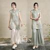 JK&JS Zhao Wan Qing New Chinese Style Rayon Xiangyun Silk Slit Dress