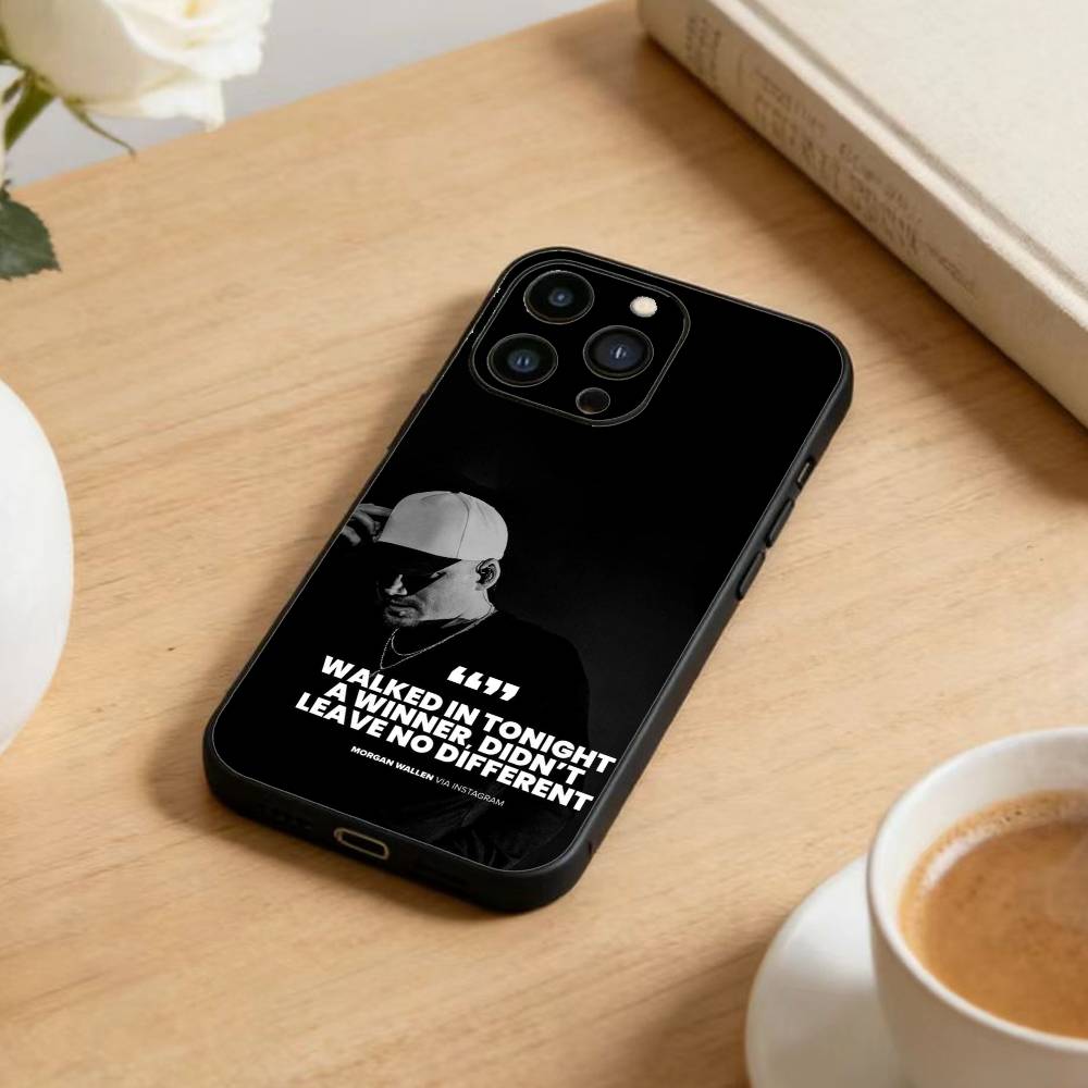 W-Morgan M-Wallen Phone Case For iPhone 17 16 15 14 13 12 Max Plus Silicone Black Cover