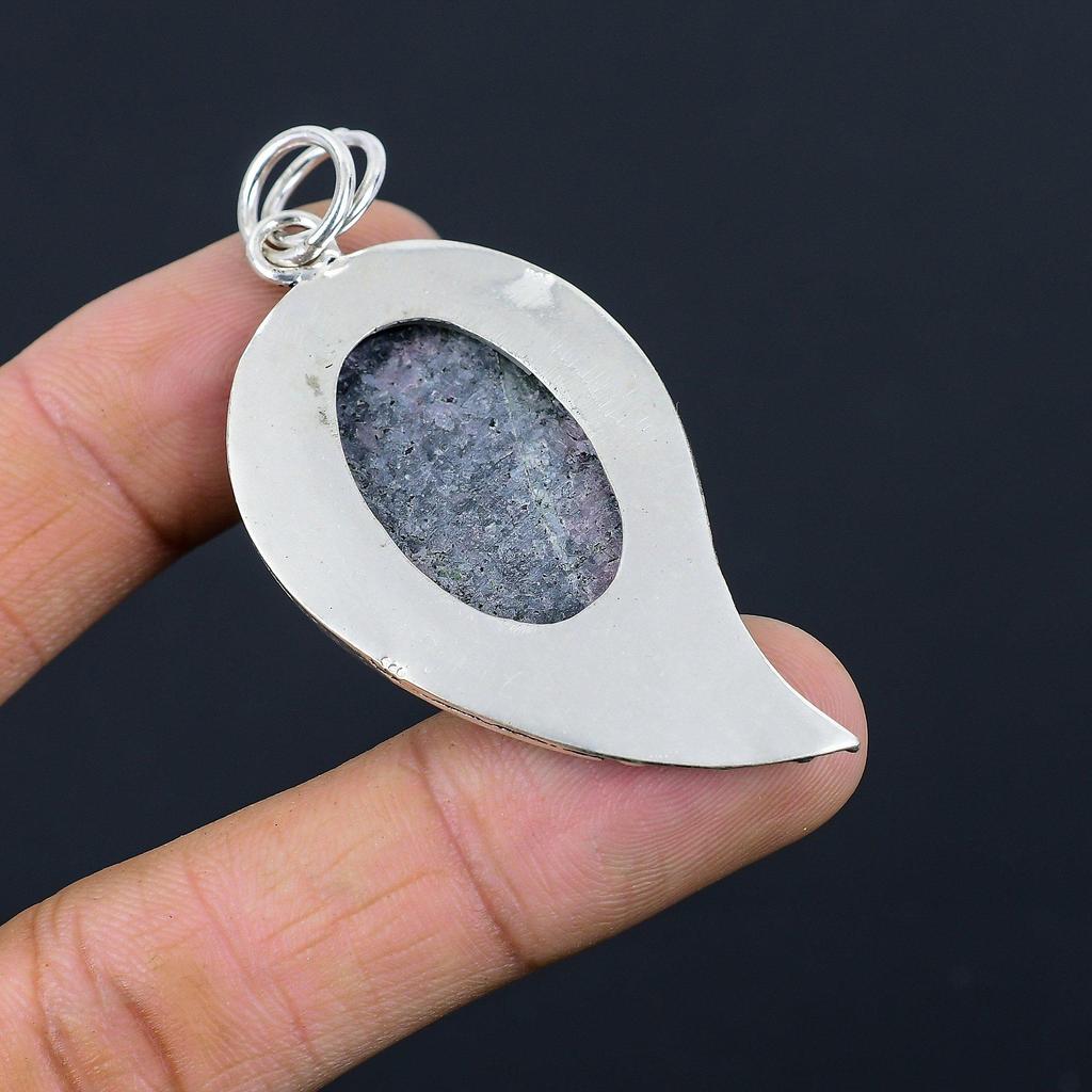Подарок на годовщину для нее Подвеска из натурального родонита из стерлингового серебра 925 пробы